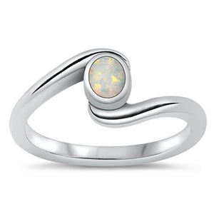 Sterling Silver White Lab Opal Ring