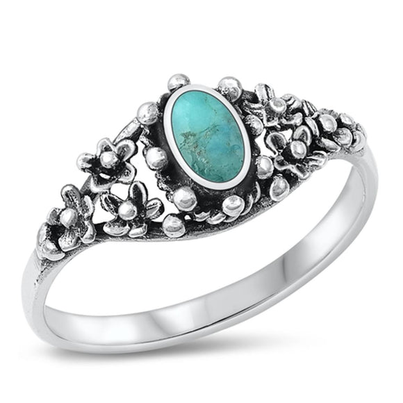 Sterling Silver Turquoise Flower Ring