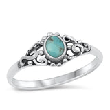 Sterling Silver Turquoise Ornate Ring