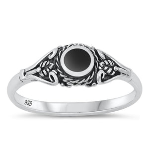 Sterling Silver Black Onyx Bali Ring