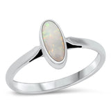 Sterling Silver White Lab Opal Oval Ring