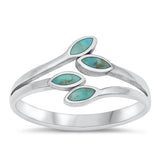 Sterling Silver Turquoise Leaves Ring