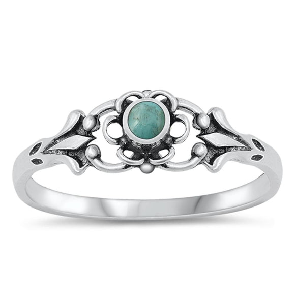 Sterling Silver Turquoise Flower Ring