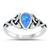 Sterling Silver Blue Lab Opal Celtic Ring