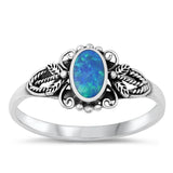 Sterling Silver Blue Lab Opal Dragonfly Ring