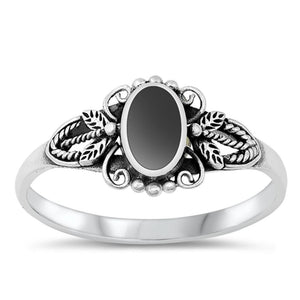 Sterling Silver Black Onyx Bali Ring