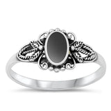 Sterling Silver Black Onyx Bali Ring