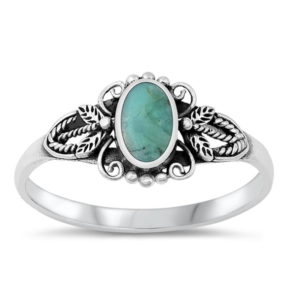 Sterling Silver Turquoise Bali Ring