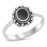 Sterling Silver Black Onyx Bali Ring