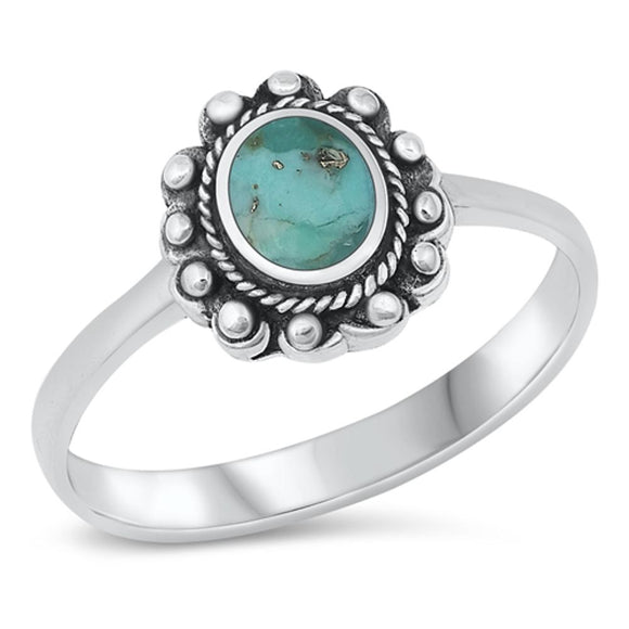 Sterling Silver Turquoise Bali Ring