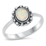 Sterling Silver White Lab Opal Bali Ring