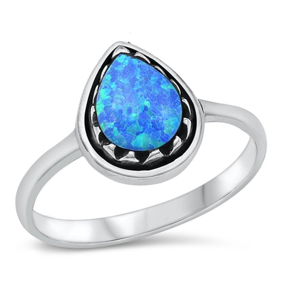 Sterling Silver Blue Lab Opal Ring