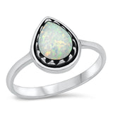 Sterling Silver White Lab Opal Ring