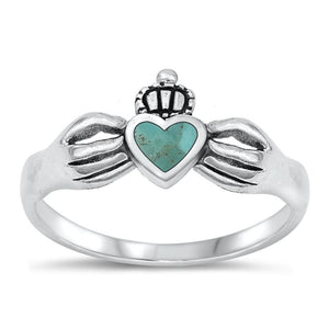 Sterling Silver Turquoise Claddagh Ring