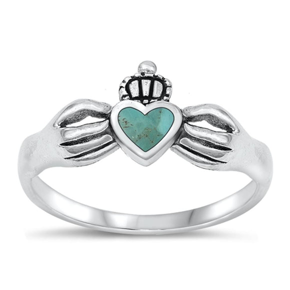 Sterling Silver Turquoise Claddagh Ring