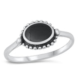 Sterling Silver Black Onyx Bali Ring