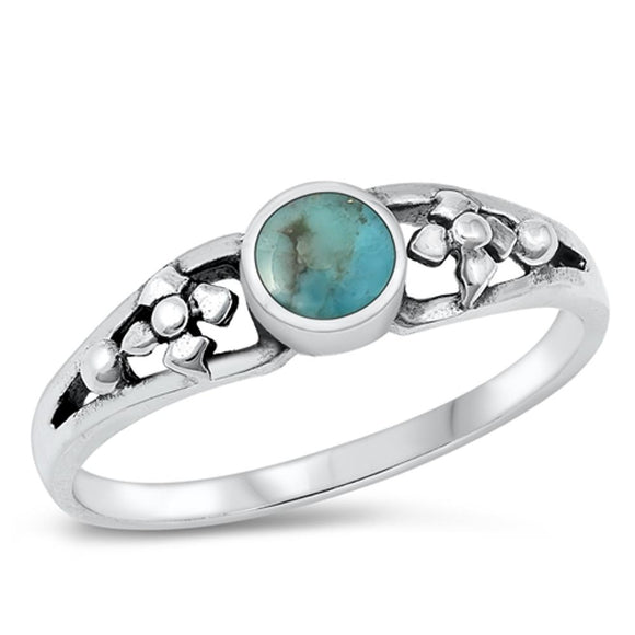 Sterling Silver Turquoise Flower Ring