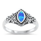 Sterling Silver Blue Lab Opal Bali Ring