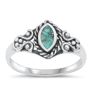 Sterling Silver Turquoise Bali Ring