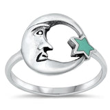 Sterling Silver Turquoise Moon & Star Ring