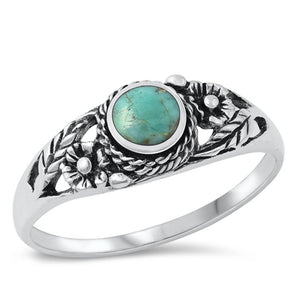 Sterling Silver Turquoise Bali Ring