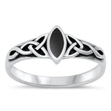 Sterling Silver Celtic Black Onyx Ring