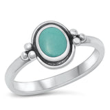 Bali Halo Round Turquoise Promise Ring New .925 Sterling Silver Band Sizes 4-10