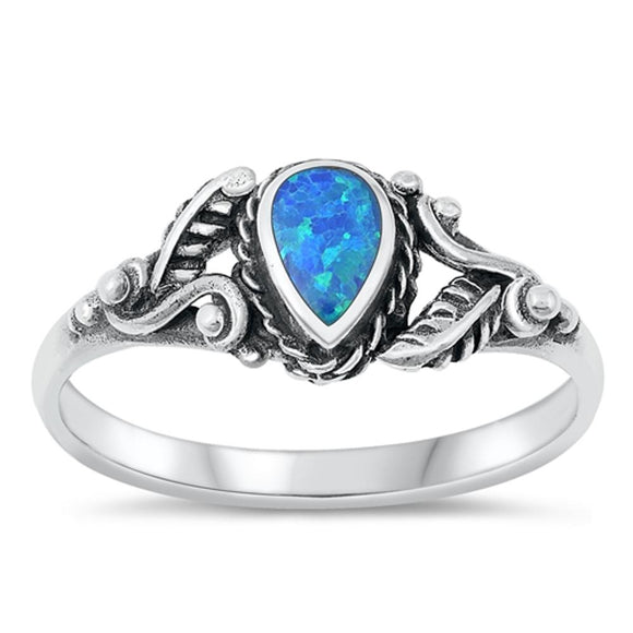 Sterling Silver Blue Lab Opal Boho Ring