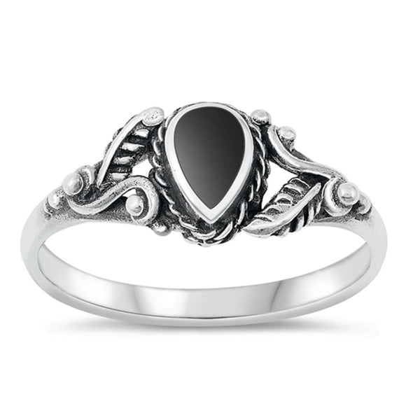 Sterling Silver Black Onyx Boho Ring