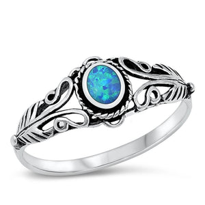 Sterling Silver Blue Lab Opal Boho Ring