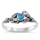 Sterling Silver Blue Lab Opal Leaf Ring