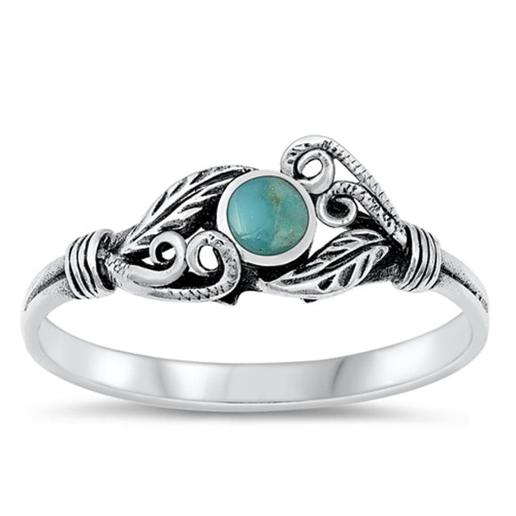 Sterling Silver Turquoise Leaf Ring