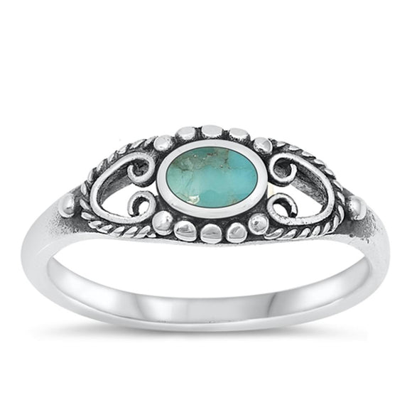 Sterling Silver Turquoise Bali Ring