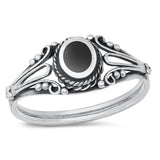 Sterling Silver Black Onyx Bali Ring