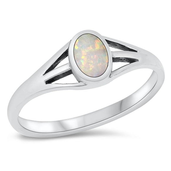 Sterling Silver White Lab Opal Ring