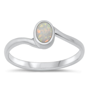 Sterling Silver White Lab Opal Ring