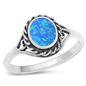 Sterling Silver Blue Lab Opal Ring