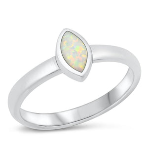 Sterling Silver White Lab Opal Ring