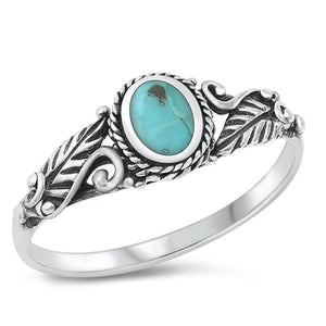 Sterling Silver Turquoise Bali Ring