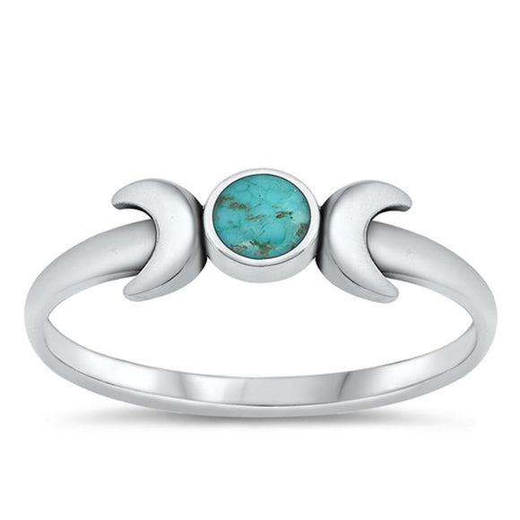 Sterling Silver Turquoise Moon Ring