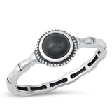 Sterling Silver Black Onyx Bali Ring