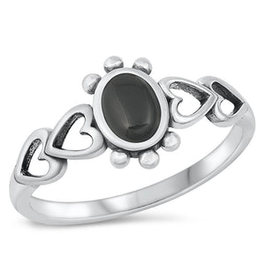 Sterling Silver Black Onyx Heart Ring