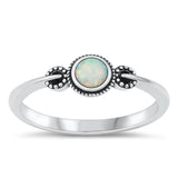 Sterling Silver White Lab Opal Bali Ring