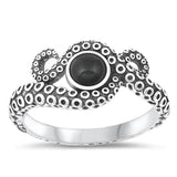 Sterling Silver Black Onyx Octopus Ring