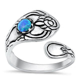 Sterling Silver Blue Lab Opal Spoon Ring