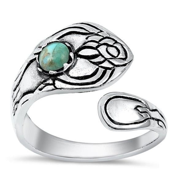 Sterling Silver Turquoise Spoon Ring