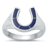 Sterling Silver Lapis Horseshoe Ring