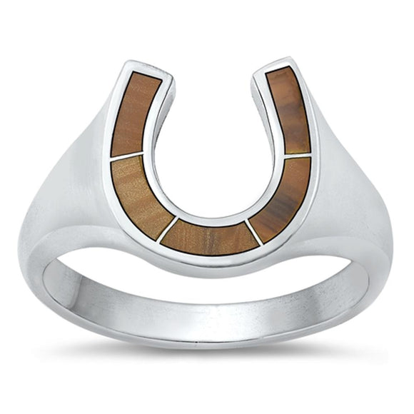 Sterling Silver Tiger Eye Horseshoe Ring