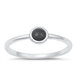 Sterling Silver Black Onyx Minimalist Ring