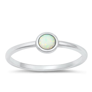 Sterling Silver White Lab Opal Ring